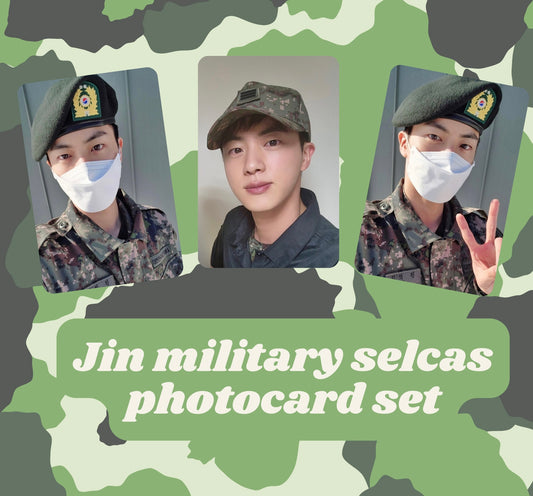 Jin military selcas photocard set