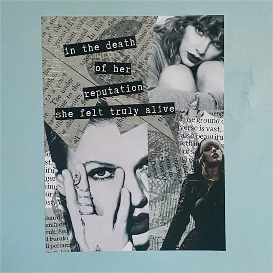 in the death of her reputation she felt truly alive snake newspaper print poster 